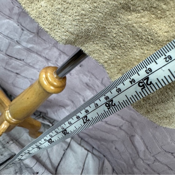 outer edge tan belted suede leather jacket sz medium classic neutral - Picture 4 of 11